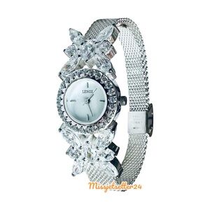 NWOT Lenox 925 Sterling Silver Crystal Butterfly Ladies Watch